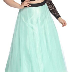 Mint and Black Two-Piece Lace dress One shoulder